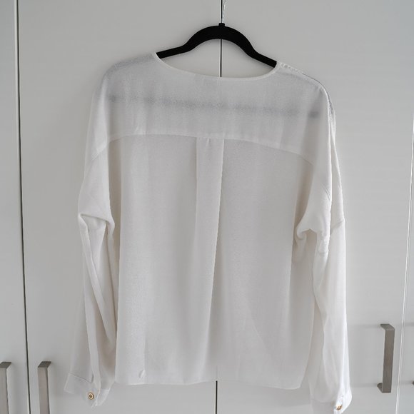Twik Chiffon V-cut Mock Wrap Blouse, Size M - Picture 4 of 7